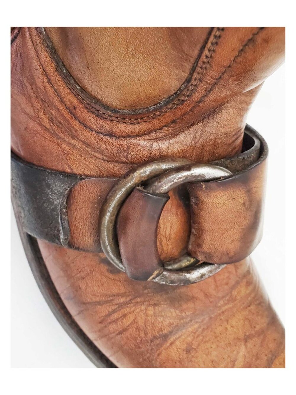 Vintage FRYE 1970's Black Label Brown Engineer Harness Boots Square Toe USA 12D - Picture 5 of 13